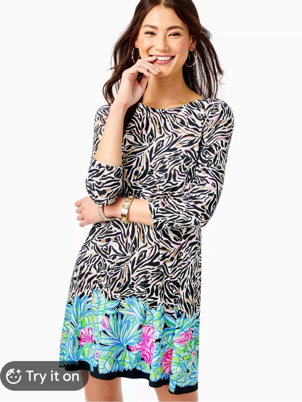 Lilly pulitzer Ophelia Dress Onyx Can You Zee Me Engineered Dress womens M
